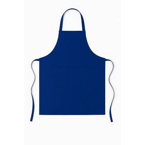 Apron Other - Blue Adjustable Apron with Pockets – Unisex Polyester Apron for Cooking, Crafts,